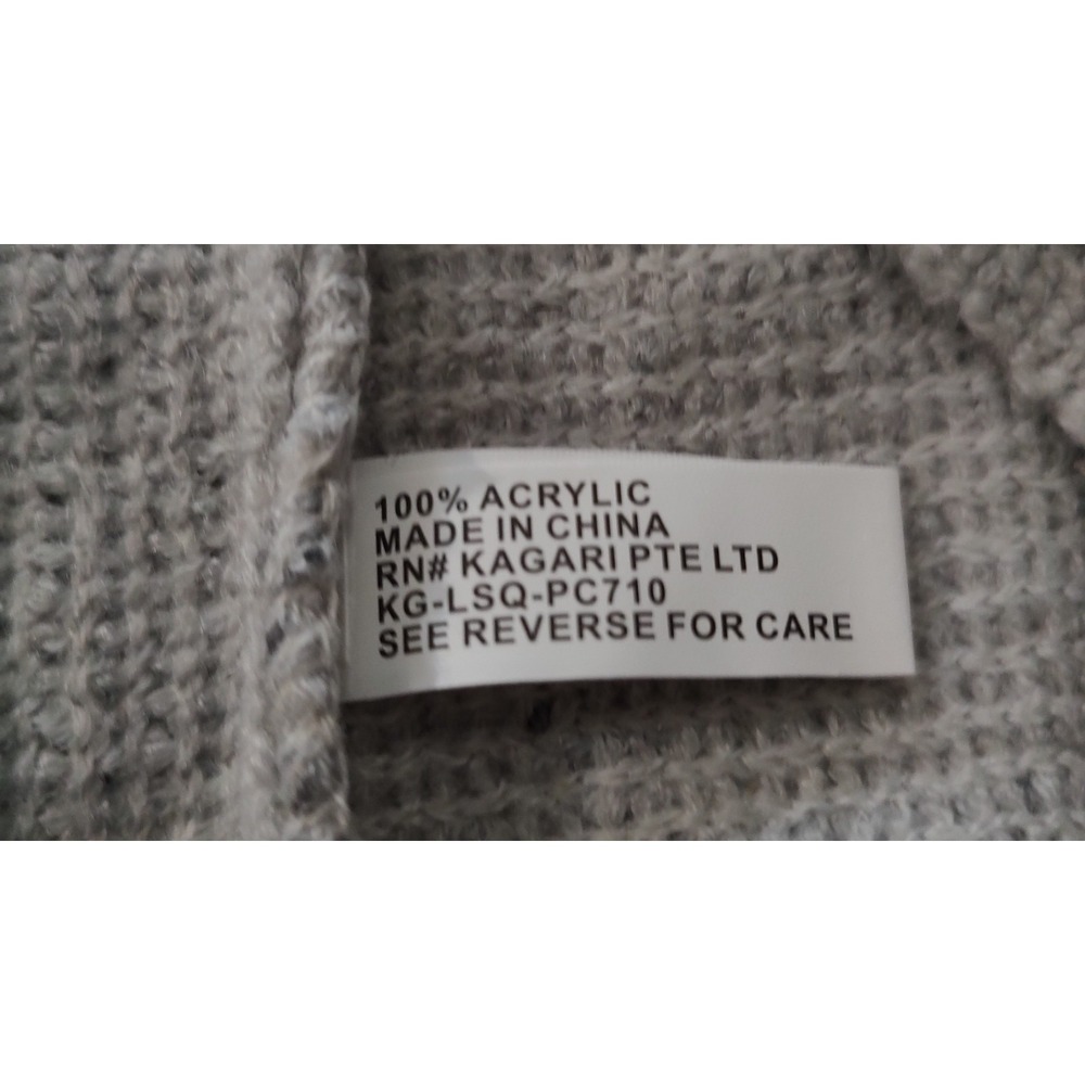 Bon‎ Voyage Hooded Poncho Sweater Gray Geometric Fringe One Size New With Tags - Picture 9 of 11